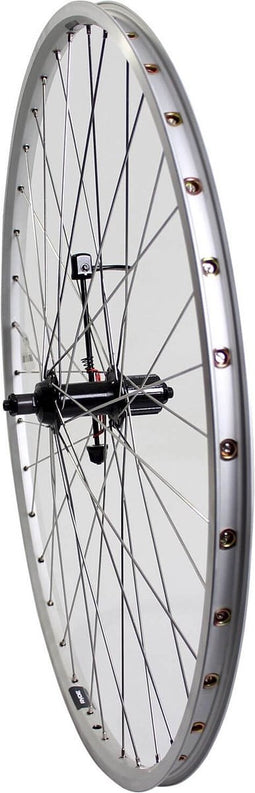 Roland achterwiel 28 uitval cass 7v ZAC19 zilver RVS spk