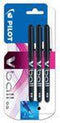 Rollerpen PILOT V-Ball grip V5 zwart 0.3mm blister à 3 stuks