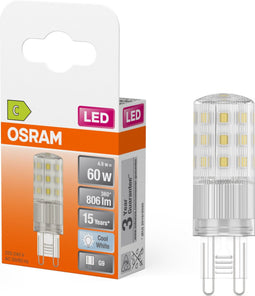 OSRAM LED PIN veelkleurige LED-lamp met retrofit G9 fittingvoet, 4,9 W / 806 lm, helder, koud wit licht met 4000 K, niet dimbaar, IP20, loodvrij glas, 18 mm diameter.