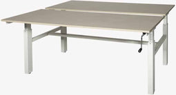 Romeo Duo werkplek, zit/zit hoogte verstelbaar dmv slinger (62-85cm) voorzien van 180x80/80cm wit 25mm melamine bladen en zwart H-poot frame