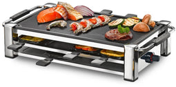 Rommelsbacher Raclettegrill RCC 1500 Mode – Gourmetset voor 8 personen – luxe raclette met omkeerbare grillplaat – antiaanbaklaag – inclusief pannetjes en spatels – 1500W – XXL snoer