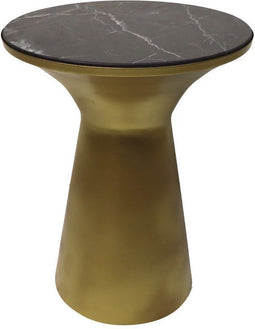 Ronde bijzettafel - ø40x50 - Zwart/goud - Marmer/ijzer
