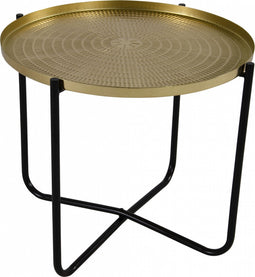 Ronde bijzettafel/plantenstandaard goud/zwart 35 cm - plantenhouder/plantentafel/oppottafel
