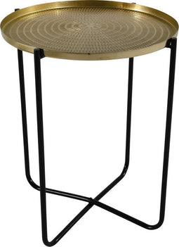 Ronde bijzettafel/plantenstandaard goud/zwart 50 cm - plantenhouder/plantentafel/oppottafel