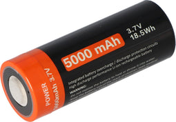 Ronde cel 26650, Li-ion, 3,7 V, 5000 mAh, 18,5 Wh, met USB-oplaadpoort