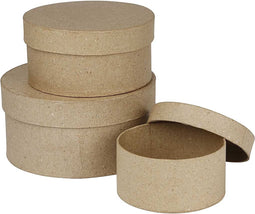 Ronde dozen, d: 10+13+16 cm, h: 5+6,5+7,5 cm, 3stuks