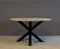 Ronde eettafel eikenhout met metalen matrixpoot Ø180 cm - Onbehandeld