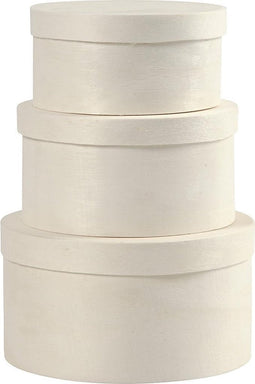 Ronde fineer doos, d: 10+11+13 cm, h: 5+6+7 cm, populier, 3stuks