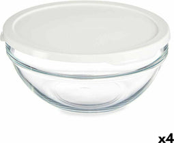 Ronde Lunchtrommel met Deksel Chefs Wit 1,7 L 21 x 9 x 21 cm (4 Stuks)