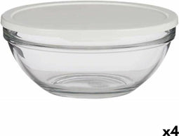 Ronde Lunchtrommel met Deksel Chefs Wit 2,5 L 23,7 x 10,1 x 23,7 cm (4 Stuks)