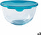Ronde Lunchtrommel met Deksel Pyrex Cook & Store Blauw 2 L 22 x 22 x 11 cm Siliconen Glas (3 Stuks)
