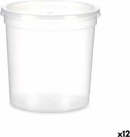 Ronde Lunchtrommel met Deksel Transparant Polypropyleen 1 L 12,5 x 12,5 x 12,5 cm (12 Stuks)