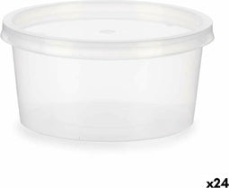 Ronde Lunchtrommel met Deksel Transparant Polypropyleen 500 ml 12,5 x 6,2 x 12,5 cm (24 Stuks)