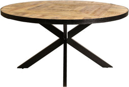 Ronde mango eettafel 'Square Art Spider'-Ø130 cm