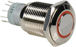 RONDE METALEN DRUKKNOP SPDT 1NO 1NC - ORANJE RING (R1600O)