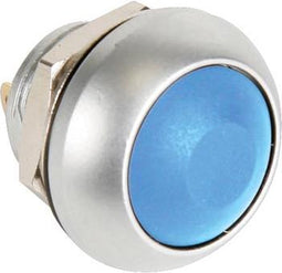 RONDE METALEN DRUKSCHAKELAAR MET BLAUW KAPJE - 1P SPST OFF-(ON) (R1398B)