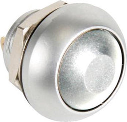 RONDE METALEN DRUKSCHAKELAAR MET WIT KAPJE - 1P SPST OFF-(ON) (R1398W)