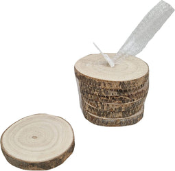 Ronde Onderzetter met Schors Paulownia Hout 10cm, 6st.