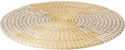 Ronde placemat zeegras geel/wit - 35 cm - Tafel onderleggers