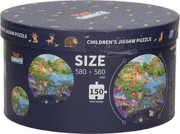 Ronde Puzzel in Opbergbox - Dag & Nacht, 150st.