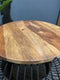 Ronde Salontafel Mangohout - Industrieel Design - 70x70x52 cm - Bijzettafel