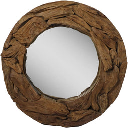 Ronde spiegel - 90x9010 - naturel - teak