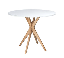 Ronde tafel Jubi, doorsnee 90 cm, essenhout, wit