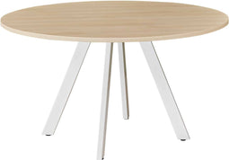 Ronde vergadertafel 120cm Victory kleur frame Aluminium (RAL9006) kleur blad Noten Hickory