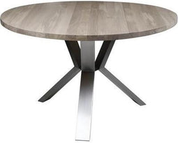 Ronde vergadertafel Lion bladkleur White Oak Matlak framekleur RVS