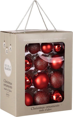 House of Seasons Kerstballen Set - 26 Stuks - Ø7 cm - Glas - Rood