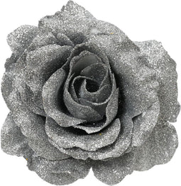 Roos polyester d12h7 cm zilver