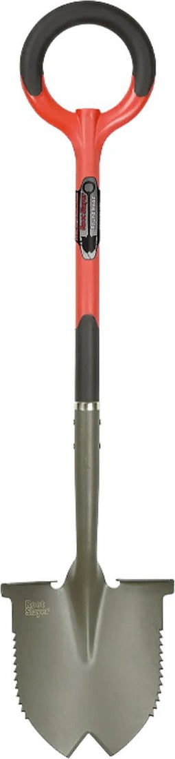 Root Slayer, Border tuinschep met V-vormig blad – Multifunctionele tuinschop met zaag en mes – Spade met rond blad – Tuingereedschap – Schop & wortelzaag voor tuinieren - Boomwortelspade