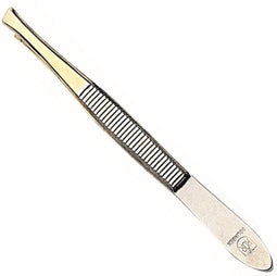 RÖR Solingen Epileer Tweezer / Pincet - 75 mm - Schuin - RVS - Verguld