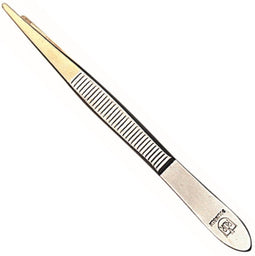 RÖR Solingen Epileer Tweezer / Pincet - 75 mm - Spits - RVS - Verguld