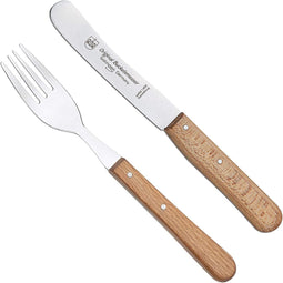 RÖR Solingen Ontbijtmes Buckels - Lemmet 11.5 cm - Set met Vork - Beukenhout - 2 delig set