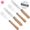 RÖR Solingen Ontbijtmes Buckels - Lemmet 11.5 cm - Set met Vork - Beukenhout - 4 delig set