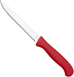 RÖR Solingen Vespermes - Steakmes - RVS - Lemmet 13 cm - Heft Kunststof Rood