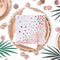 Rose Gold Party Servies Set Papieren Wegwerpservies 10 Feestborden 9 inch + 10 Papieren Borden 7 inch + 10 Papieren Bekers + 10 Rietjes + 10 Papieren Servetten Wegwerp Verjaardagsfeestje Bruiloft Voor 10 Gasten
