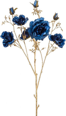 Rose spray x3 dk blue 110 cm kunstplant