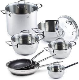 Rosmarino Pannenset 8-delig - Pannenset inductie - Pannen - Koekenpan - Kookpan - Sauspan - Inductie - Antikleefpan - Geschikt voor alle warmtebronnen & vaatwasser - Roestvrijstaal