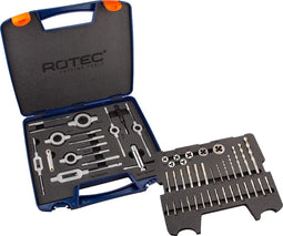 Rotec 45-dlg. Set Handtappen, snijplaten en boren, M3-M12 in ABS koffer