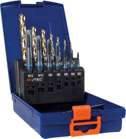 Rotec 7+7 dlg. set machinetappen '331' en spiraalboren '110' / M3-M12