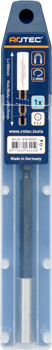 Rotec Bithouder E6.3x100 ø10x35 magnetisch MCR