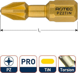 Rotec PRO Torsionbit PZ 1, L=25, C6.3, TIN (vpe 10)