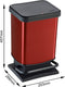 ROTHO pedaalemmer PASO 20 liter vierkant rood metallic | Prullenbak voor eenvoudige afvalverwijdering