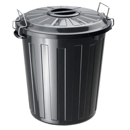 ROTHO universele afvalbak BASIC zwart | Prullenbak met stevige metalen sluitingen