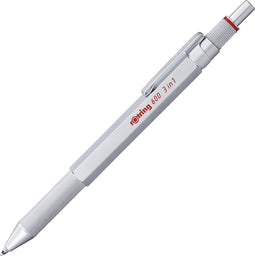 rOtring 300 3-in-1 Multipen | balpen en vulpotlood | 0,5mm potloodpunt | Balpenpunten met zwarte en rode inkt | Zilveren behuizing