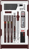 rOtring Isograph-pennenset technische pen en vulpotlood masterset | 3 fineliners (0,1 mm, 0,3 mm, 0,5 mm), vulpotlood (0,5 mm) en Kompas, plus accessoires | 10 stuks
