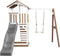 AXI Beach Tower Speeltoestel in Bruin/Wit - Speeltoren met Enkele Schommel, Grijze Glijbaan en Zandbak - FSC hout - Speelhuis op palen voor de tuin