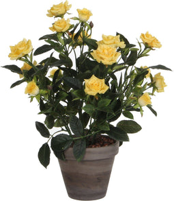 Mica Decorations Rozenstruik Kunstplant in Bloempot Stan - H33 x Ø25 cm - Geel